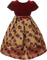 Girls Short Sleeves Velvet Junior-Bridesmaid Dress/Pageant Dress 