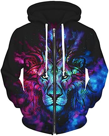 ROBERT SONNE Unisex 3D Printed Long Sleeve Zip Up Sweatshirt Hoodies Jacket