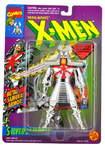  ToyBiz Year 1994 Marvel Comics The Evil Mutants X-MEN Series 5 Inch Tall Action Figure - SILVER SAMURAI with "Metal" Samurai Armor, Sword and Removable Battle Helmet Plus Official Marvel Universe Trading Card