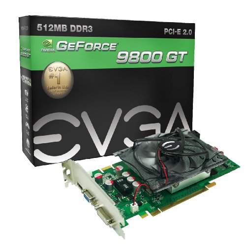 EVGA nVidia GeForce 9800GT 512 MB DDR3 VGA/DVI/HDMI PCI-Express Video Card 512-P3-N987-TR