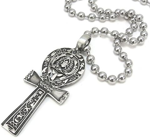 Men's Ankh Necklace with Stainless Steel Ball Chain, Egyptian Jewelry
