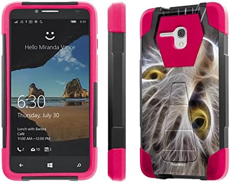 Alcatel One Touch Fierce XL Case, [NakedShield] [Black/Hot Pink] Armor Tough Shock Proof Kickstand Case - [Cat Face] for Alcatel One Touch Fierce XL