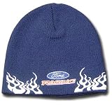 BEANIE KNIT HAT CAP FORD BLUE OVAL RACING NASCAR FLAMES