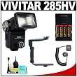 Vivitar 285HV High Power Auto Zoom Thyristor Flash + Bracket + Cord + (4) AA Batteries & Charger + Cleaning Kit for Nikon D40, D60, D90, D300, D700, D3, D3x, D5000, D3100, D3000 & D300s Digital SLR Cameras
