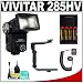 Vivitar 285HV High Power Auto Zoom Thyristor Flash + Bracket + Cord + (4) AA Batteries & Charger + Cleaning Kit for Nikon D3000, D3100, D5000, D5100, D7000, D300s, D3 & D3s Digital SLR Cameras