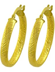 14 Karat Yellow Gold Textured 4x25-mm Flat Hoop Earrings
