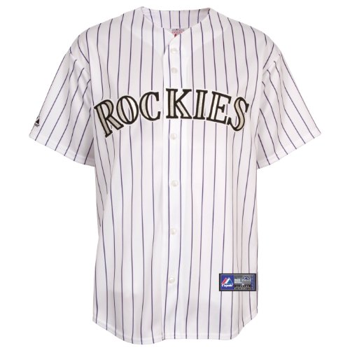 Mlb Youth Colorado Rockies Todd Helton White/purple Pinstripes Home Short Sleeve 6 Button Synthetic Replica Baseball Jersey Spring 2011 Picture
