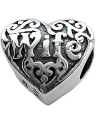 Zable(tm) Sterling Silver Wife Heart Bead / Charm