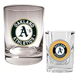 MLB Oakland Athletics Rocks Glass & Square Shot Glass Set - Primary Logo