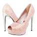 Dora Glitter Platform Ribbed Heel Pump PINK