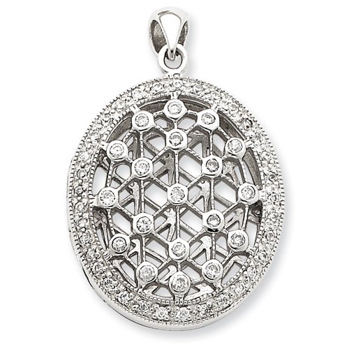 Sterling Silver CZ Locket Pendant