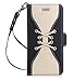 iPhone 7 Case, iPhone 7 Wallet Case, WWW [Lace Series] RFID-Resisting PU Leather Wallet Case Flip Phone Case Cover with Card Slots for Apple iPhone 7 Gold+Black