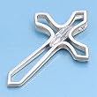 Sterling Silver Pendant - Clear Cubic Zirconia - Cross - 35mm Height