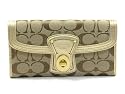 AUTHENTIC COACH LEGACY SIGNATURE SLIM ENVELOPE WALLET (Khaki/Champagne Gold)