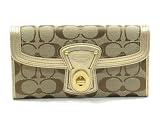 AUTHENTIC COACH LEGACY SIGNATURE SLIM ENVELOPE WALLET (Khaki/Champagne Gold)