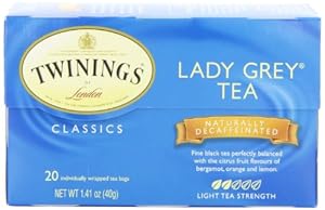 Twinings Lady Grey Decaf Tea, Tea Bags, 20-Count Boxes (Pack of 6)