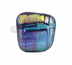 Ring - XR35 - Dichroic Glass on Adjustable Sterling Silver Band