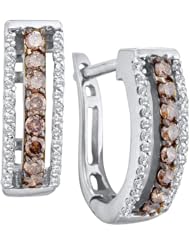 14K White Gold 0.48CT Brown Diamond Fashion Earring