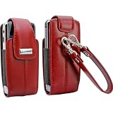 BlackBerry Blackberry Apple Red Leather Vertical Tote With Wrist Strap For Pearl 8100