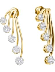 14KT Yellow Gold 1.00 CTW Diamond Flower Earring