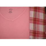 Ladies 2PC Sleepwear with Flannel PJ and Thermal Top - Peach - Medium