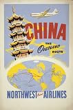 1935 NORTHWEST ORIENT AIRLINES CHINA TRAVEL POSTER
