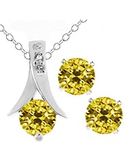 Carlo Bianca Silver Pendant and Earrings Set Made With Swarovski Zirconia