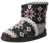Muk Luks Women's Sherpa Slipper Bootie, Lodge Fair Isle/Ebony, Small 5/6
