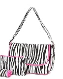 Belvah Quilted Zebra Print Messenger Diaper Bag 3pc. Set (Pink/Black)