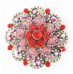 Large BIG Pink and Red Crystal Brooch Pin