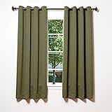 Best Home Fashion Thermal Insulated Blackout Curtains - Antique Bronze Grommet Top - Olive - 52"W x 63"L - (Set of 2 Panels)