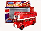 London Double Decker Open Top Bus Model Made of Die Cast Metal and Plastic Parts