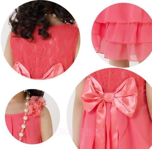 2014 Summer new Korean girls summer dress princess necklace chiffon dress girls dress children dress,Red4 Child US