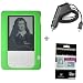 Green Color Amazon Kindle 2 E-Book Reader Silicone Rubber Skin Case + Kindle2 Car Charger + FREE Kindle2 Anti Scratch LCD Screen Protector