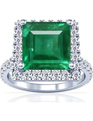 18K White Gold Princess Cut Emerald Ring With Sidestones (GIA Certificate)