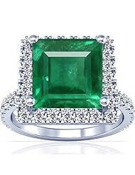 Platinum Princess Cut Emerald Ring With Sidestones (GIA Certificate)