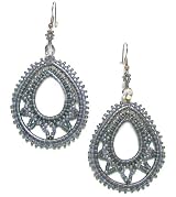 Just Give Me Jewels Handcrafted Gray Beaded Teardrop Dangle Earrings