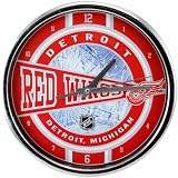 Detroit Red Wings Chrome Clock