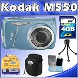 Kodak EasyShare M550 12MP Digital Camera w/ 5x Optical Zoom, 2.7" LCD (DarkBlue) + 4GB SD Card + Camera Bag(S) + Table Tripod + 3 pieces Cleaning Kit + SD Card Reader