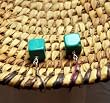 Square Green Stone Dangle Earrings
