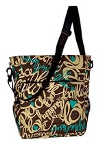Broadway Diaper Bag - Chocolate Graffiti with Turquoise Lining