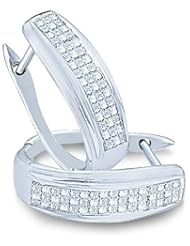 14k White Gold Channel Set Princess Square Cut Diamond U Shape Earrings (1/2 cttw)