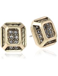 Sam Edelman Open Cage Square Pave Antique Worn Gold Colored Stud Earrings