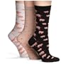 Hot Sox Women's Pigs Trouser Sock, Black, White, Hemp, 3-Pack