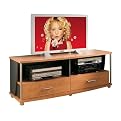 Modern Entertainment Console with 2 Drawers- Honeydew/ Charcoal
