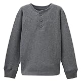 Boys' Cherokee Long-Sleeve Ribbed Henley - Heather Gray