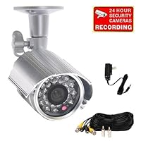 VideoSecu Day Night Vision Color CCD Infrared Video Bullet Security Camera Outdoor Indoor Weatherproof IR LEDs CCTV DVR Surveillance Camera with Power Supply and Extension Cable 1OS