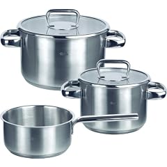 Fissler 3311203000 Topfset Sicilia 3-teilig. Bestehend aus: Kochtopf 16 cm, 20 cm und Stielkasserolle 16 cm ohne Deckel