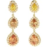Sterling Silver Champagne, Canary and Cognac Cubic Zirconia Drop Earrings by Charles Winston