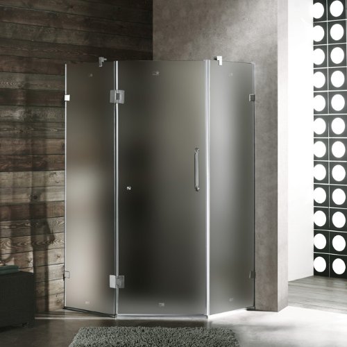 36 x 36 Frameless Neo-Angle Shower Enclosure Finish: Brushed Nickel, Glass Type / Door Configuration: Frosted / Right Hinged Door, Size: 38 x 38